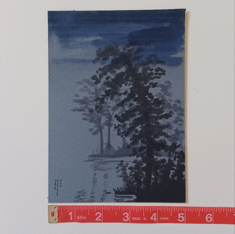 ORIGINAL ART Swamp Trees watercolor on Mat Board 5